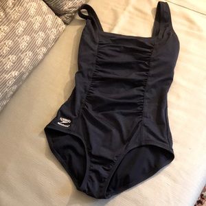Speedo Navy One Piece Square Neck Ruched 10